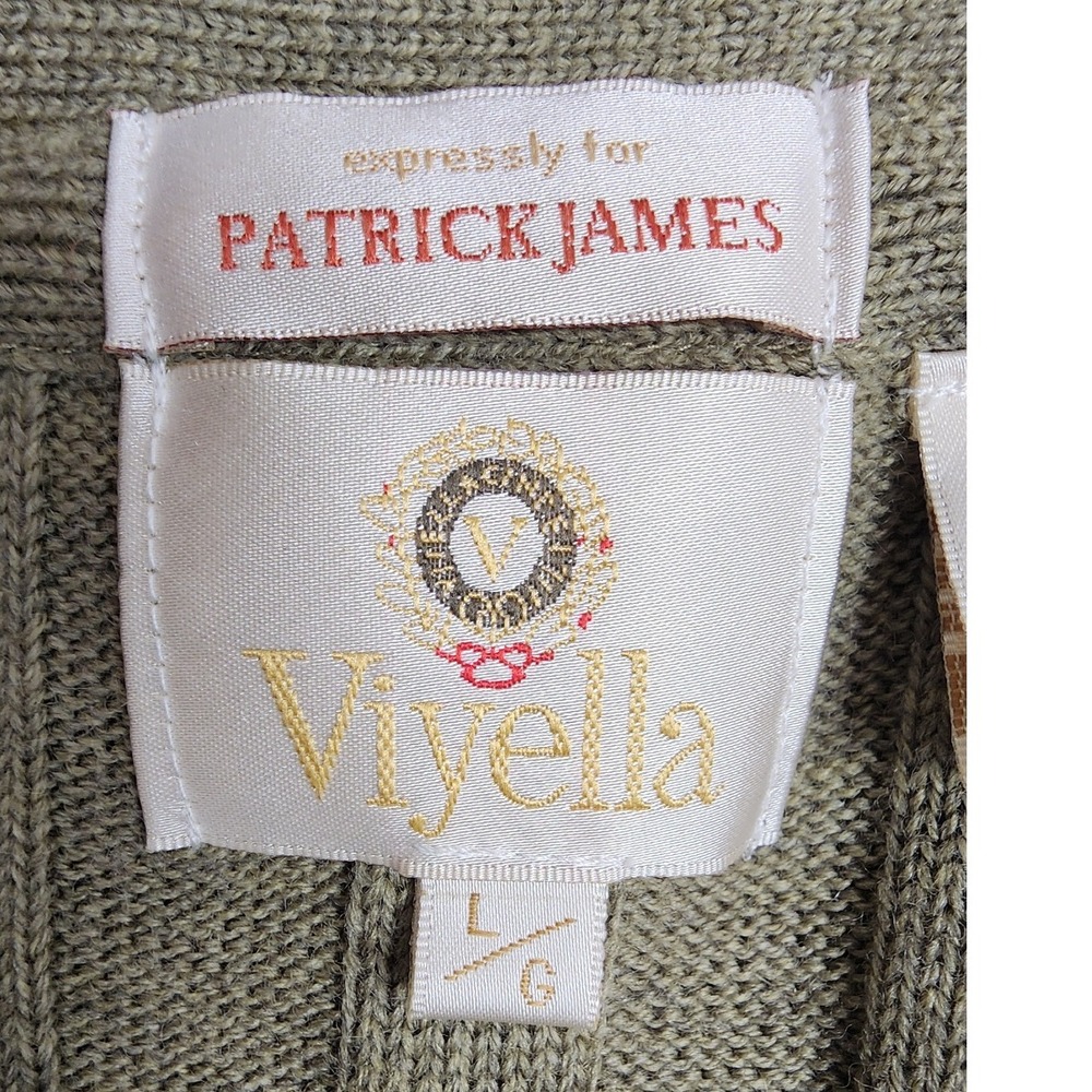 Patrick James Viyella‎ Mens Merino Wool Cable Knit Sleeveless Cardigan Vest L - Picture 6 of 9